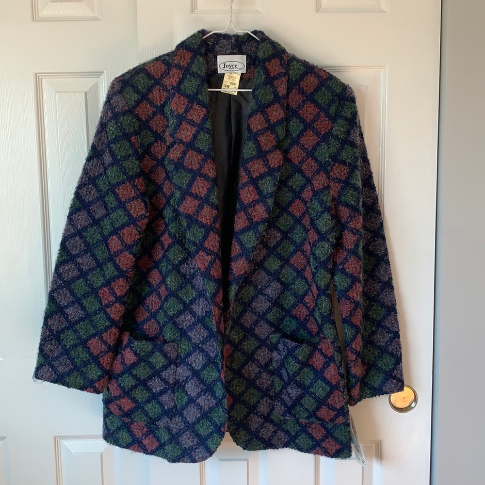NWT vintage blazer joyce diamond pattern vintage size 16